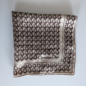 Christian Dior Vintage silk scarf Made in brown and cream tones